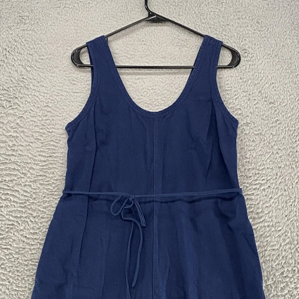 Banana Republic Jumpsuit Womens Small Blue Linen Wide Leg Scoop Neck Pockets